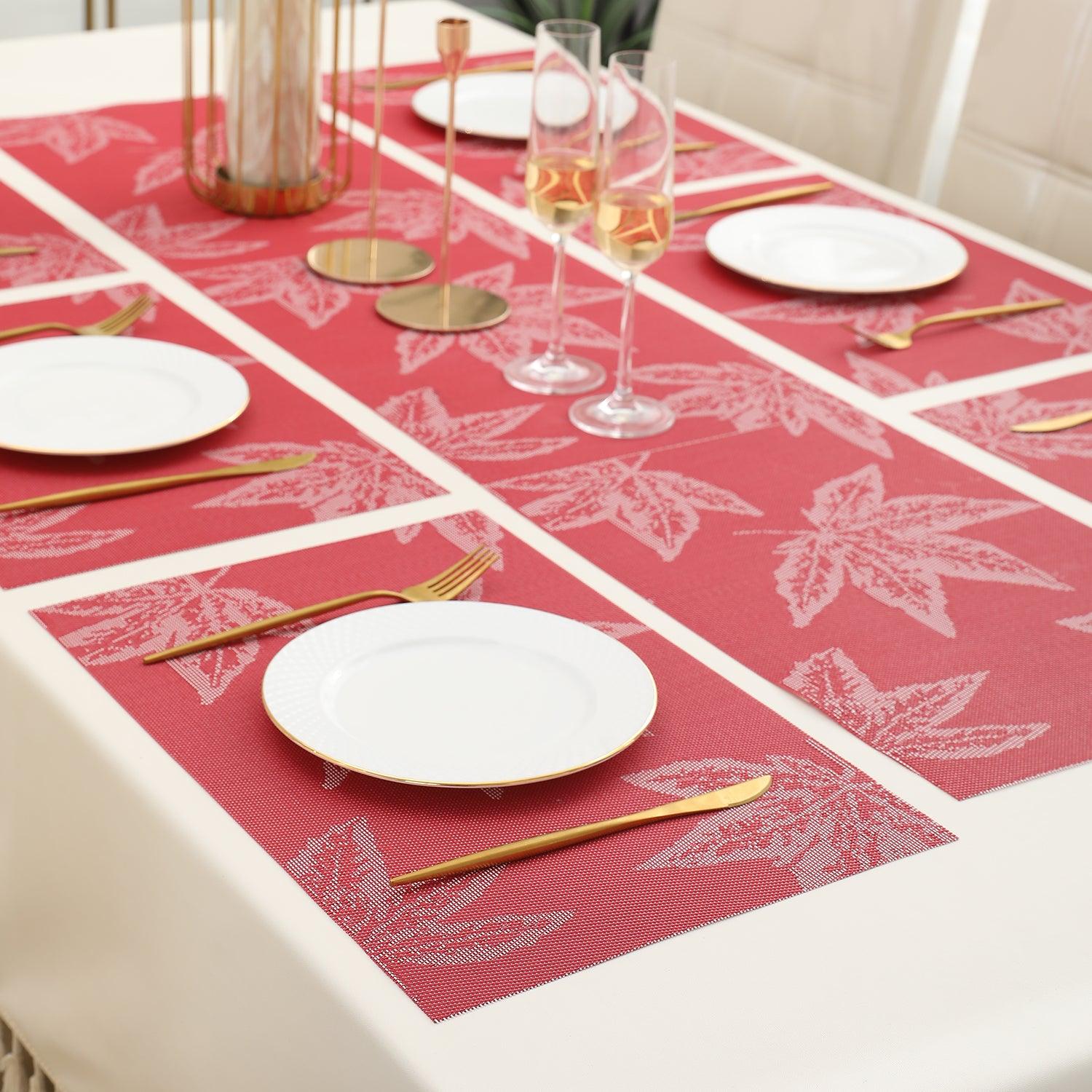 PVC Dining Table Mats, Crimson Maple Leaf - HOKIPO | Har Ghar ka Humsafar