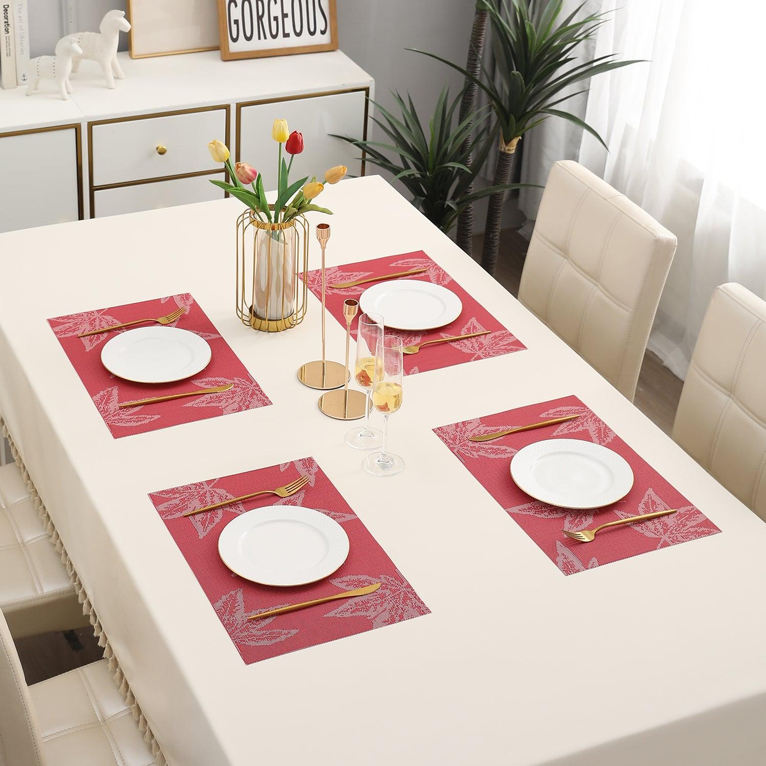 PVC Dining Table Mats, Crimson Maple Leaf - HOKIPO | Har Ghar ka Humsafar