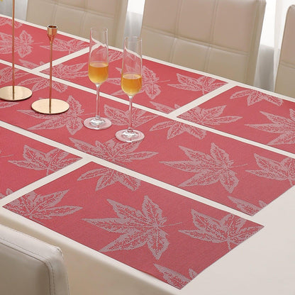 PVC Dining Table Mats, Crimson Maple Leaf - HOKIPO | Har Ghar ka Humsafar