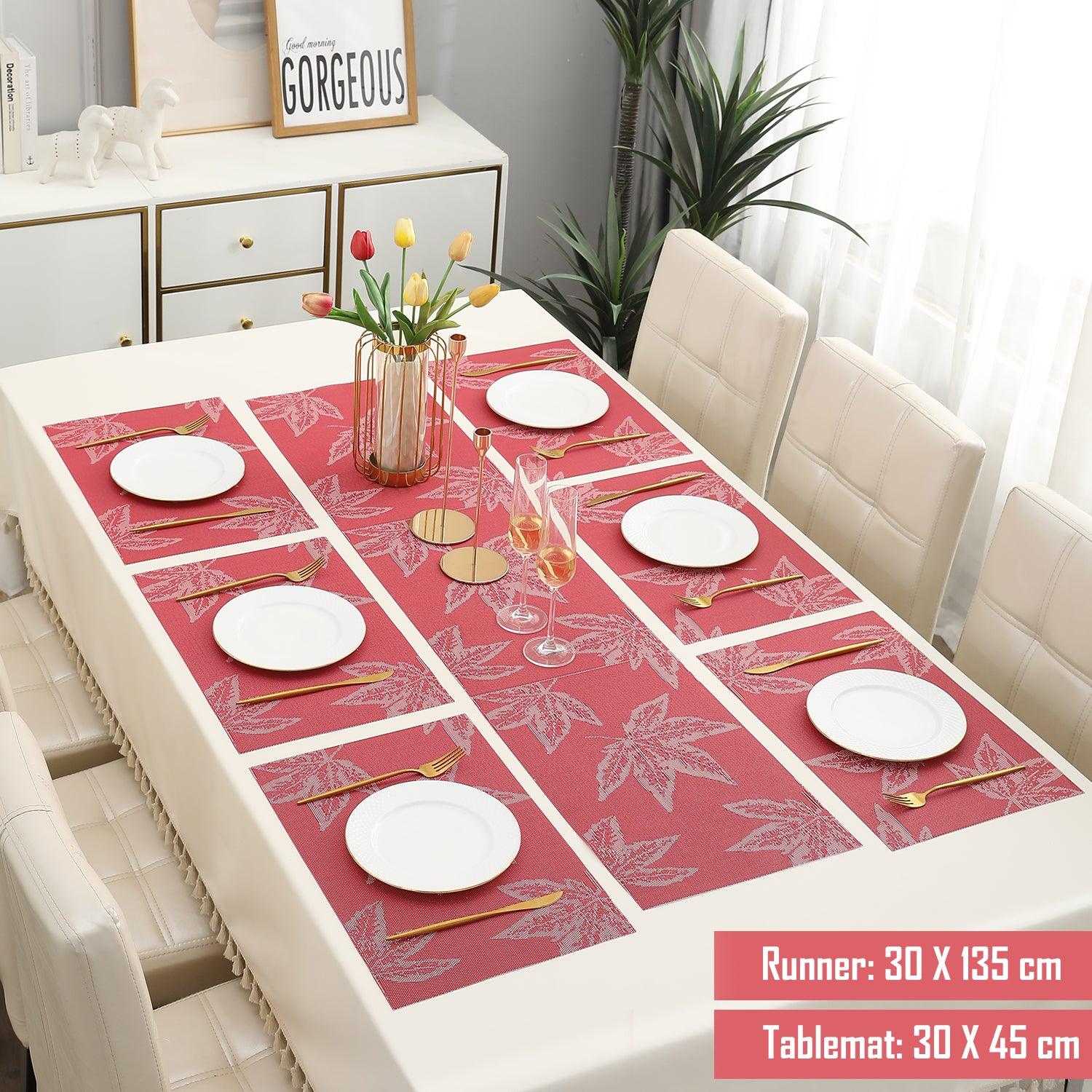 PVC Dining Table Mats, Crimson Maple Leaf - HOKIPO | Har Ghar ka Humsafar