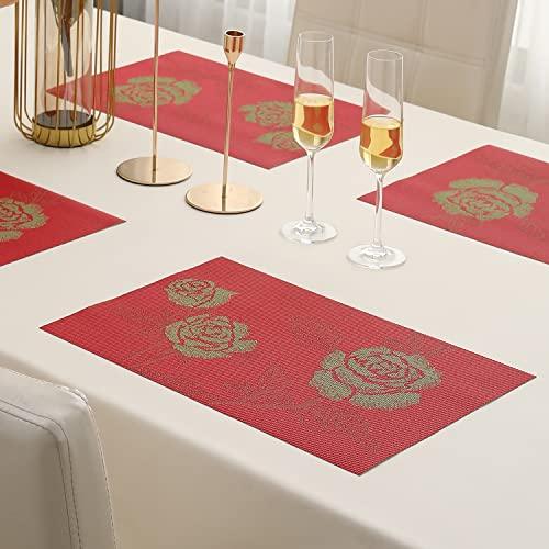 PVC Dining Table Mats, Crimson Red - HOKIPO | Har Ghar ka Humsafar