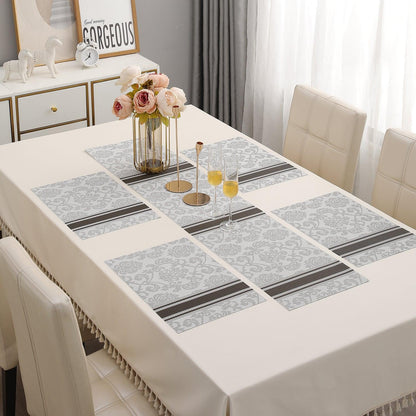 PVC Dining Table Mats, Damask Grey - HOKIPO | Har Ghar ka Humsafar