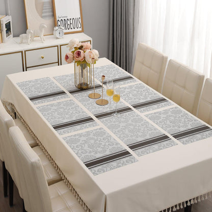 PVC Dining Table Mats, Damask Grey - HOKIPO | Har Ghar ka Humsafar