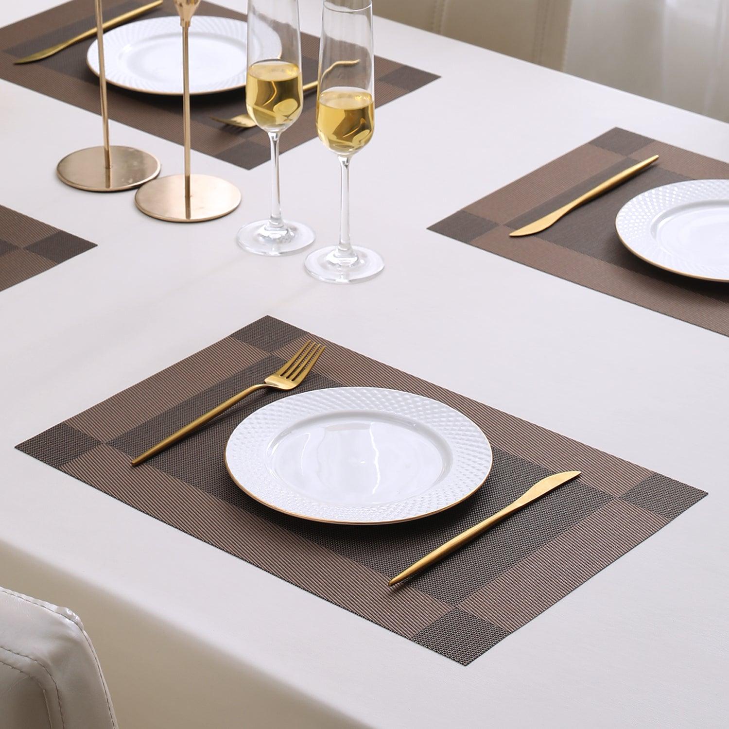 PVC Dining Table Mats, Dark Brown - HOKIPO | Har Ghar ka Humsafar