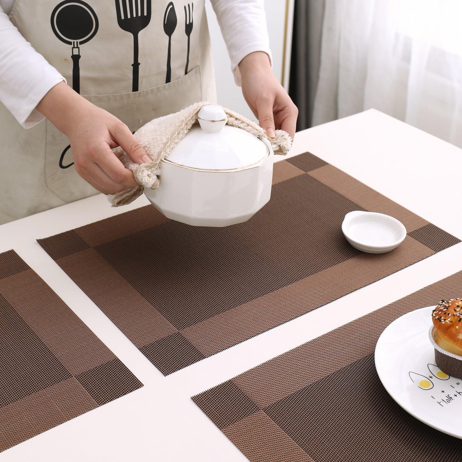 PVC Dining Table Mats, Dark Brown - HOKIPO | Har Ghar ka Humsafar