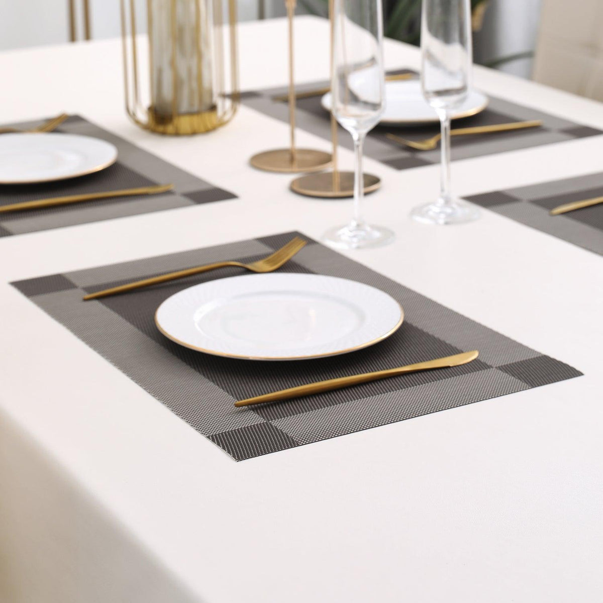 PVC Dining Table Mats, Dark Grey - HOKIPO | Har Ghar ka Humsafar