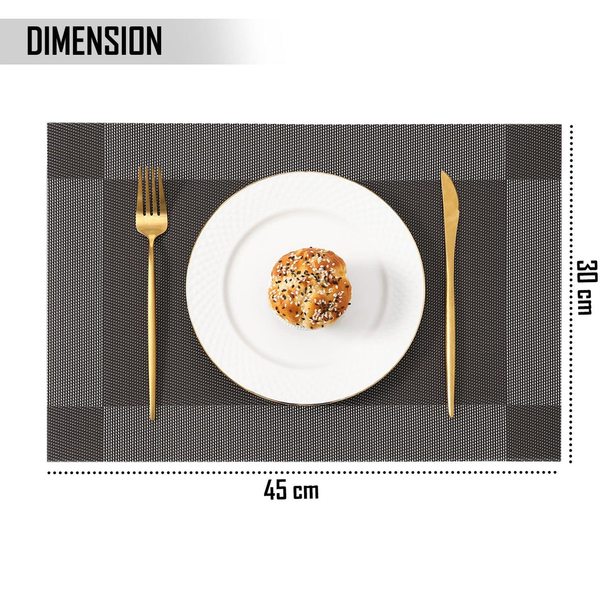 PVC Dining Table Mats, Dark Grey - HOKIPO | Har Ghar ka Humsafar
