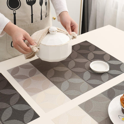 PVC Dining Table Mats, Geometric Grey - HOKIPO | Har Ghar ka Humsafar