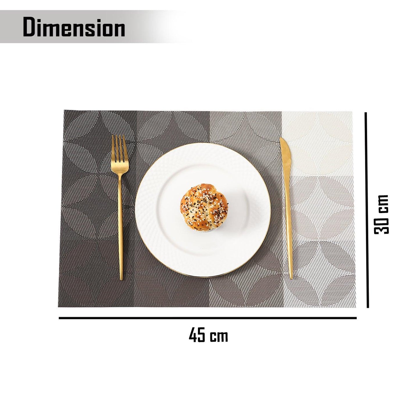 PVC Dining Table Mats, Geometric Grey - HOKIPO | Har Ghar ka Humsafar