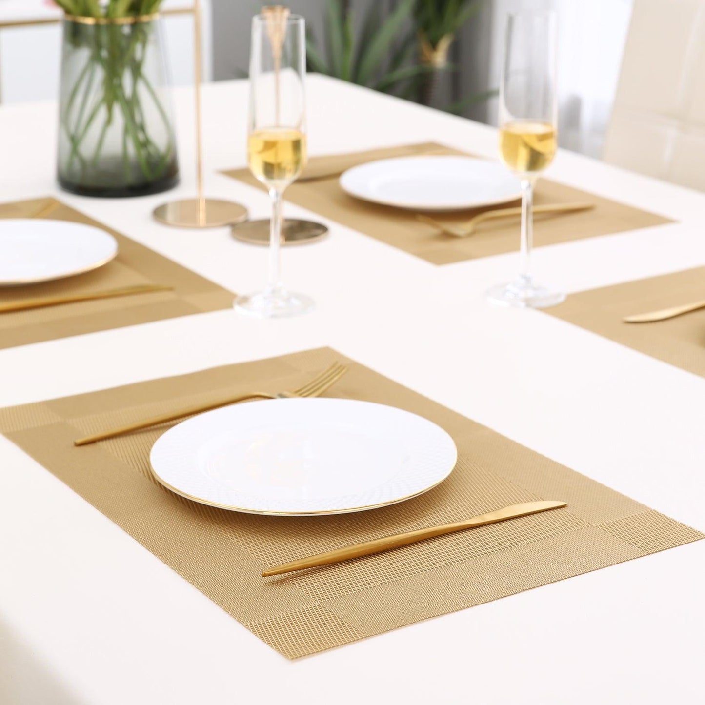 PVC Dining Table Mats, Gold - HOKIPO | Har Ghar ka Humsafar