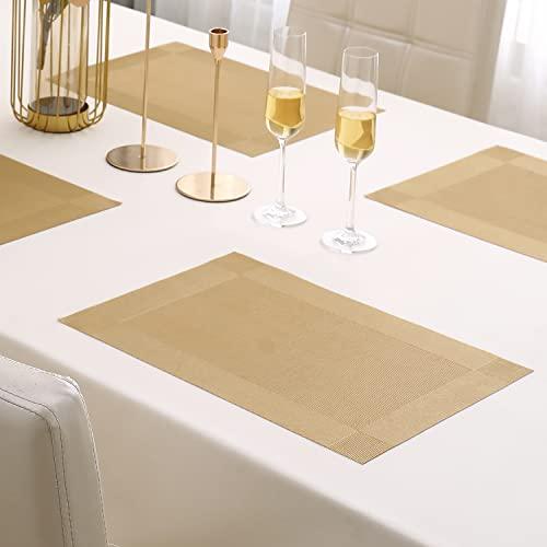 PVC Dining Table Mats, Gold - HOKIPO | Har Ghar ka Humsafar