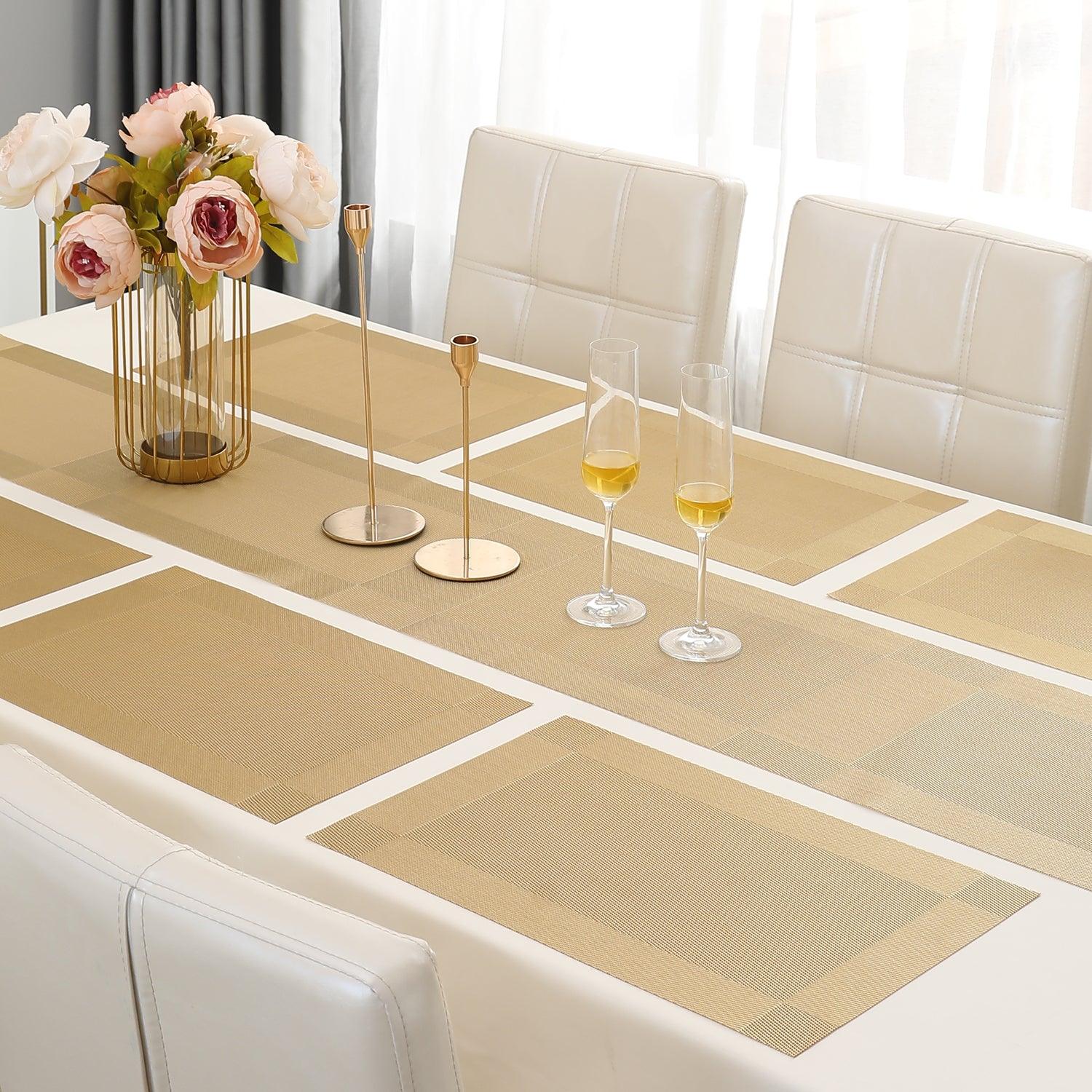 PVC Dining Table Mats, Gold - HOKIPO | Har Ghar ka Humsafar