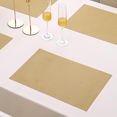 PVC Dining Table Mats, Golden - HOKIPO | Har Ghar ka Humsafar