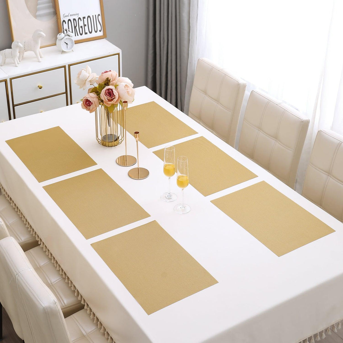 PVC Dining Table Mats, Golden – HOKIPO | Har Ghar ka Humsafar