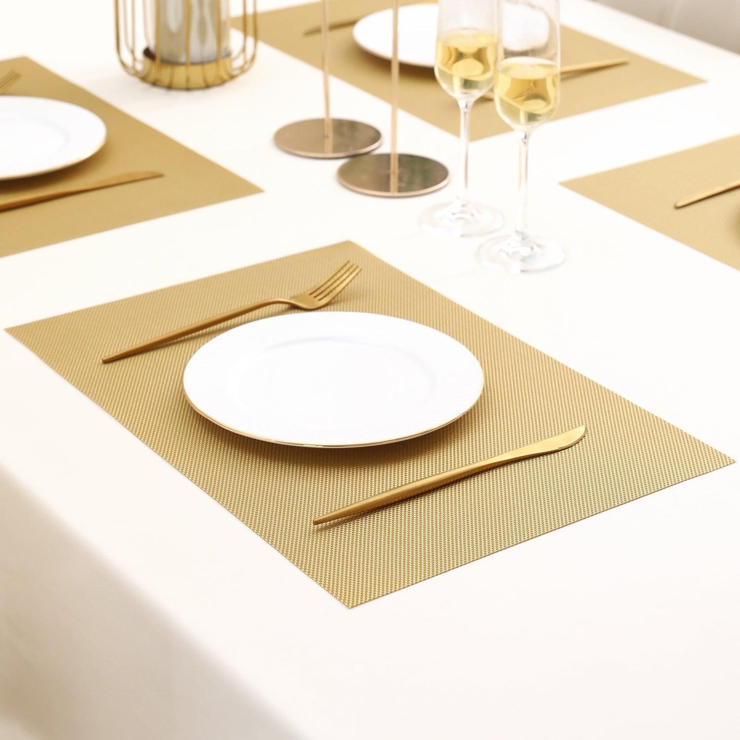 PVC Dining Table Mats, Golden - HOKIPO | Har Ghar ka Humsafar