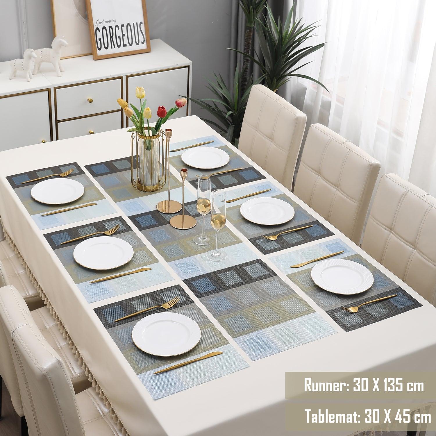 PVC Dining Table Mats, Gradient Blue - HOKIPO | Har Ghar ka Humsafar