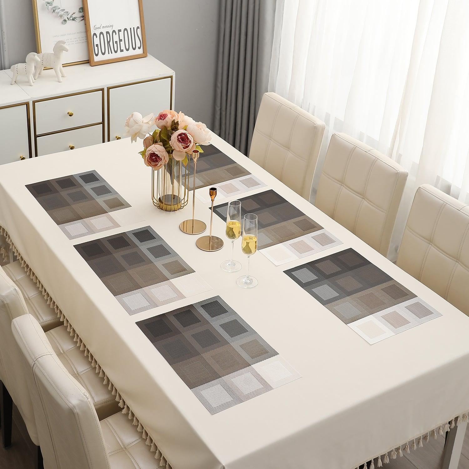 PVC Dining Table Mats, Gradient Brown - HOKIPO | Har Ghar ka Humsafar