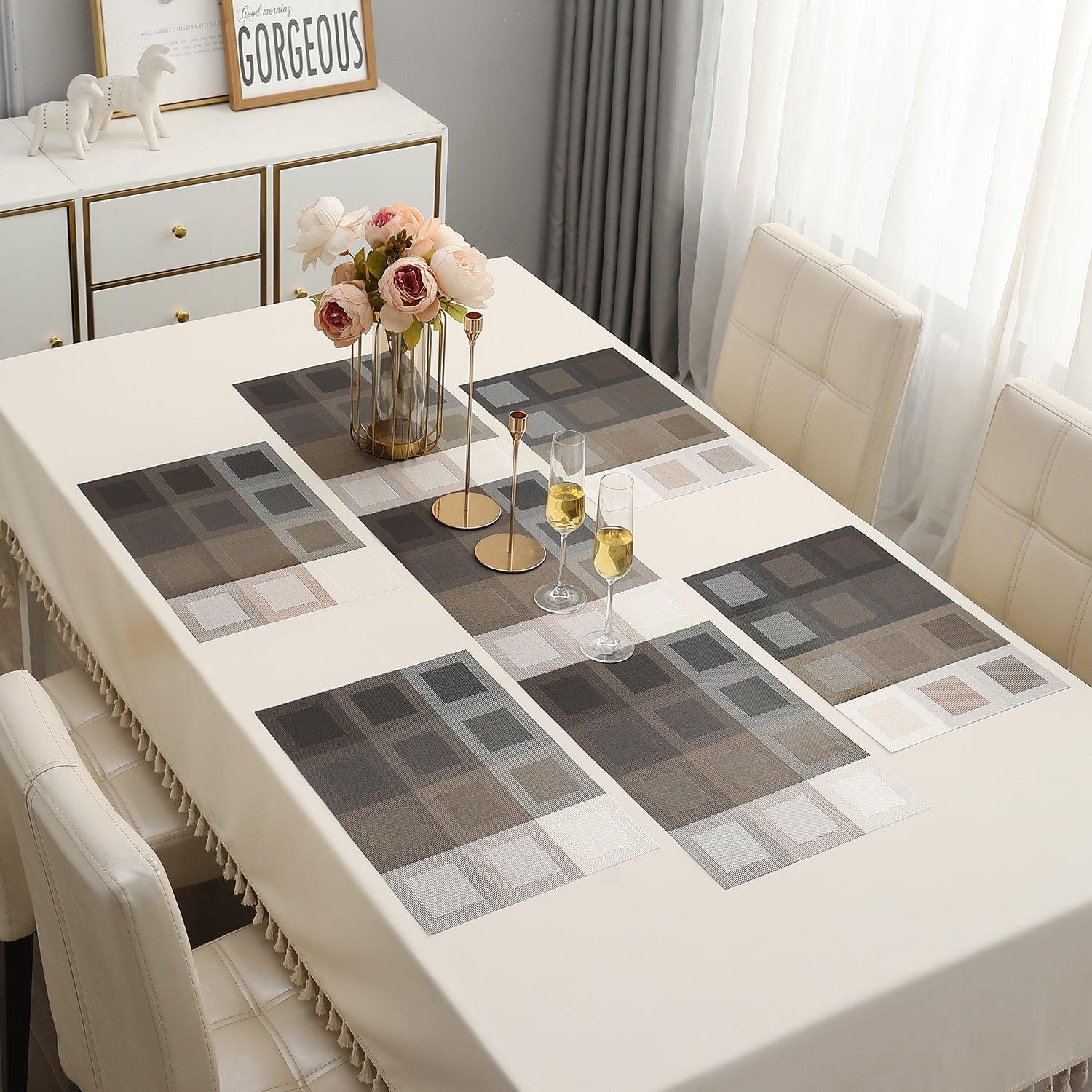 PVC Dining Table Mats, Gradient Brown - HOKIPO | Har Ghar ka Humsafar