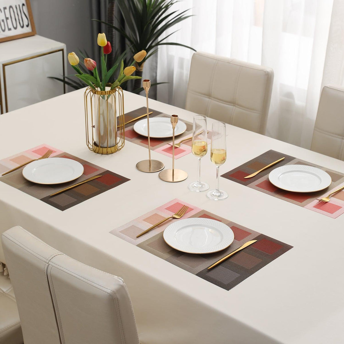 PVC Dining Table Mats, Gradient Red - HOKIPO | Har Ghar ka Humsafar