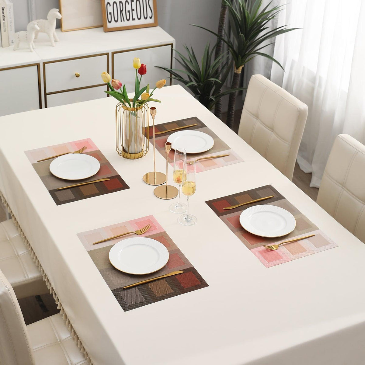 PVC Dining Table Mats, Gradient Red - HOKIPO | Har Ghar ka Humsafar