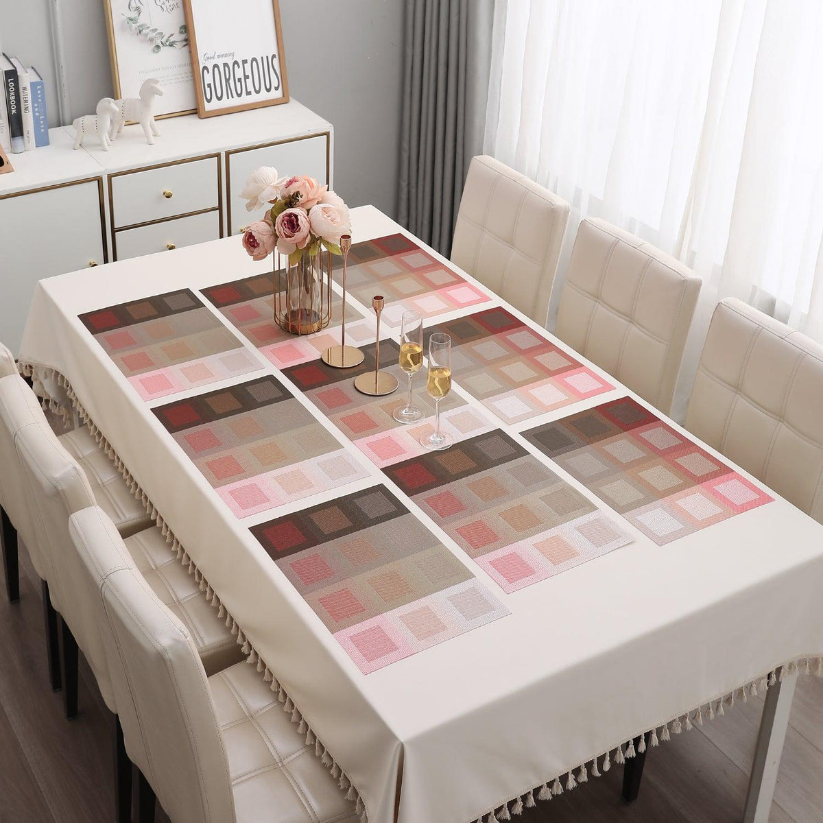 PVC Dining Table Mats, Gradient Red - HOKIPO | Har Ghar ka Humsafar