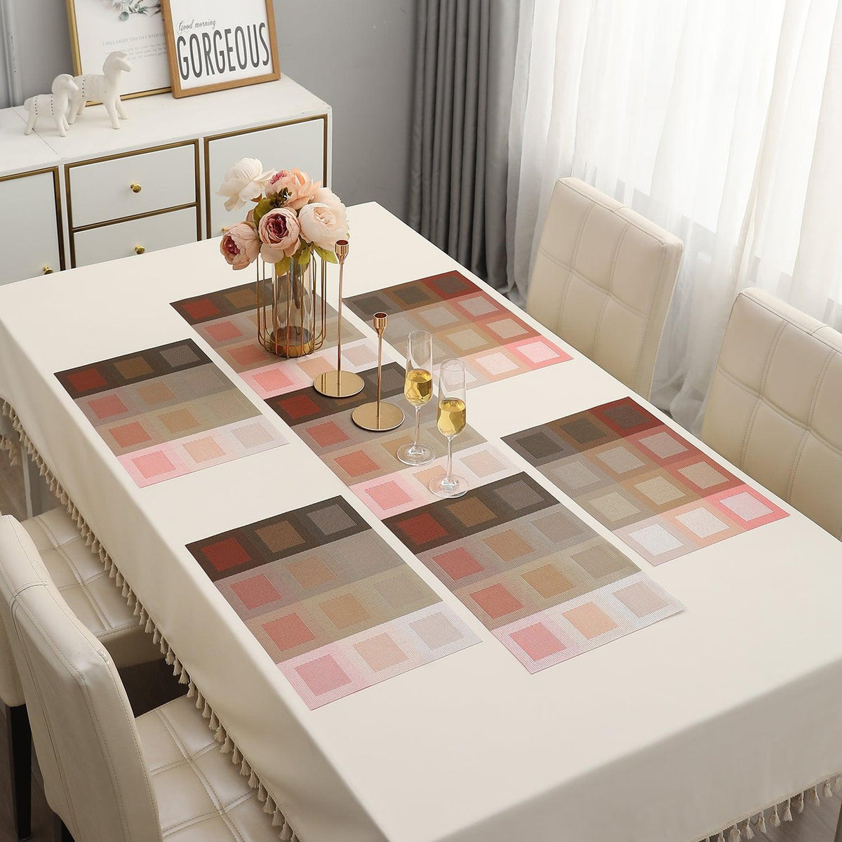 PVC Dining Table Mats, Gradient Red - HOKIPO | Har Ghar ka Humsafar