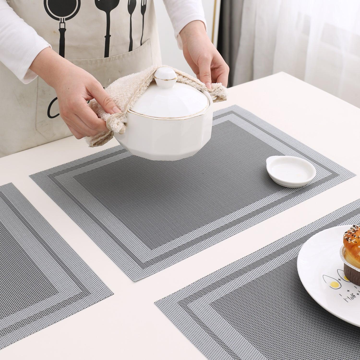 PVC Dining Table Mats, Grey - HOKIPO | Har Ghar ka Humsafar