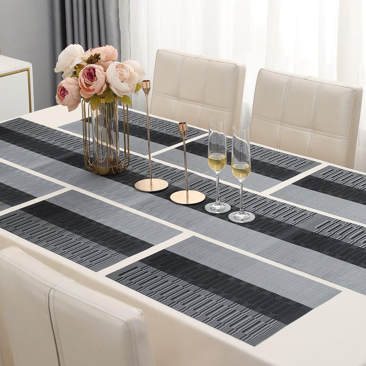 PVC Dining Table Mats, Grey - HOKIPO | Har Ghar ka Humsafar