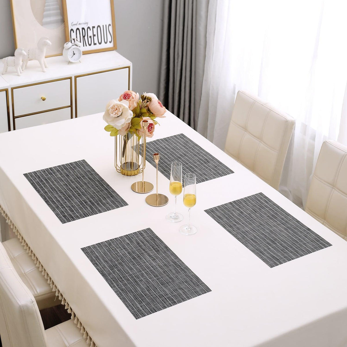 PVC Dining Table Mats, Grey - HOKIPO | Har Ghar ka Humsafar