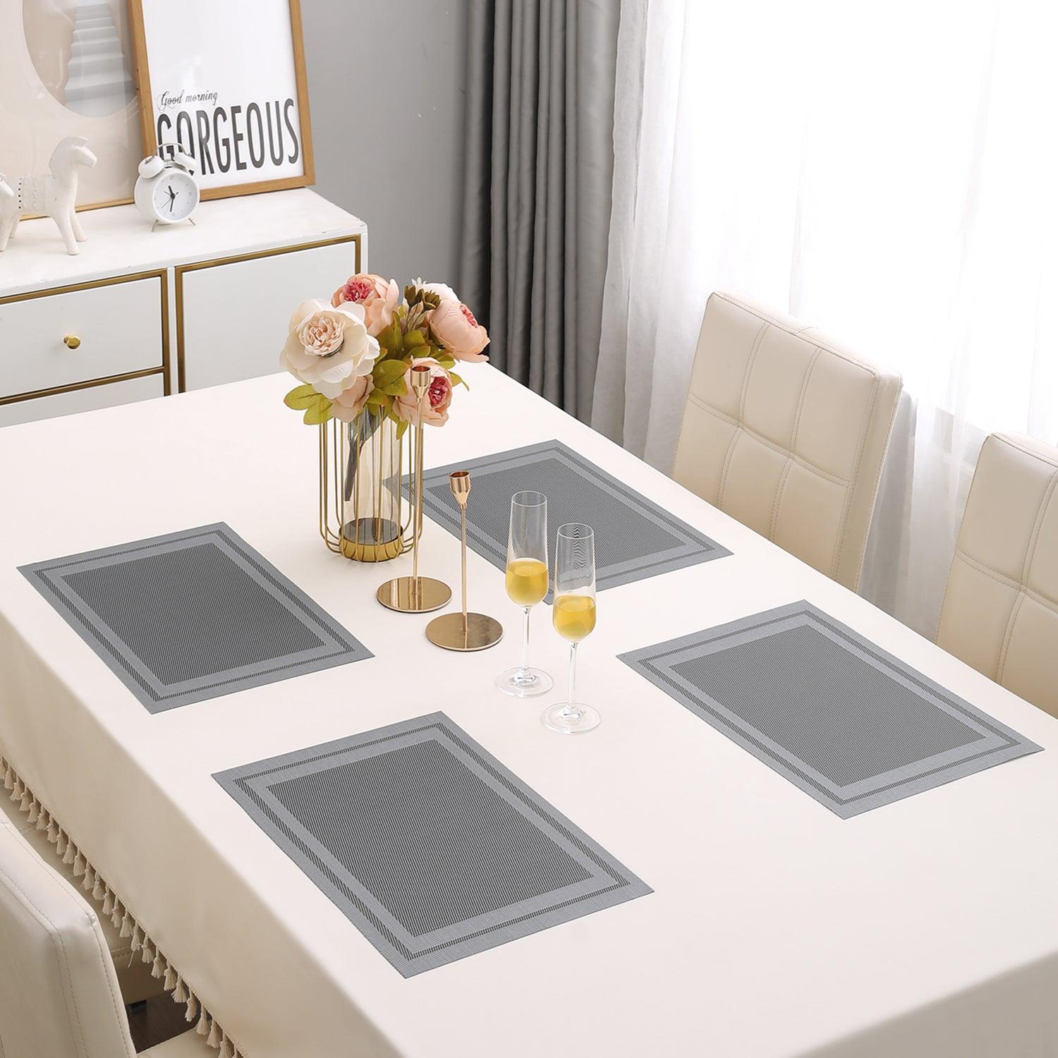 PVC Dining Table Mats, Grey - HOKIPO | Har Ghar ka Humsafar