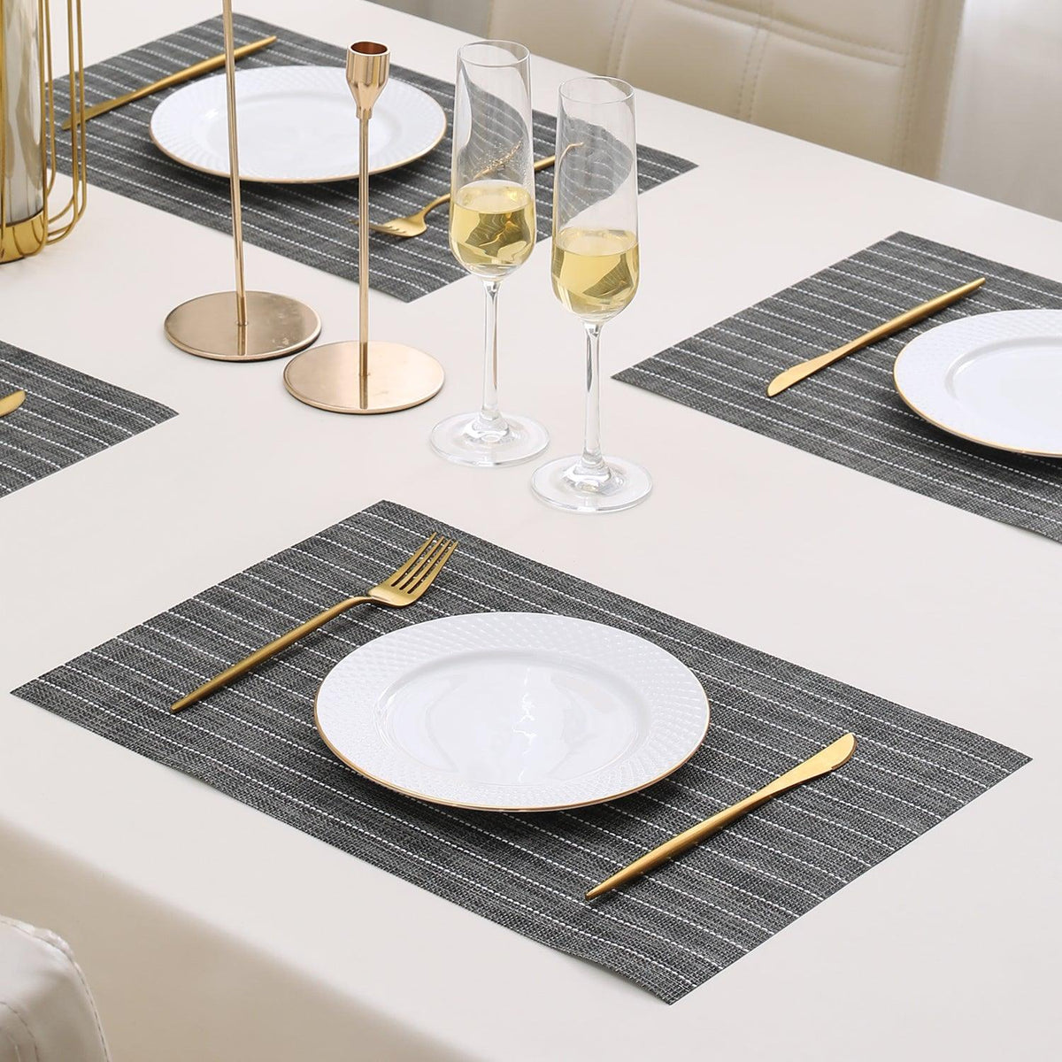 PVC Dining Table Mats, Grey - HOKIPO | Har Ghar ka Humsafar