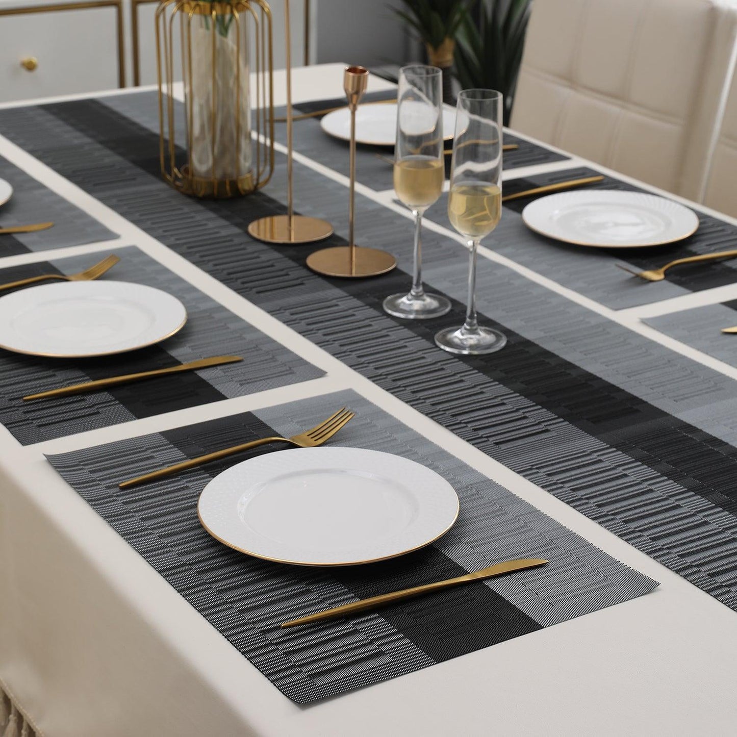 PVC Dining Table Mats, Grey - HOKIPO | Har Ghar ka Humsafar