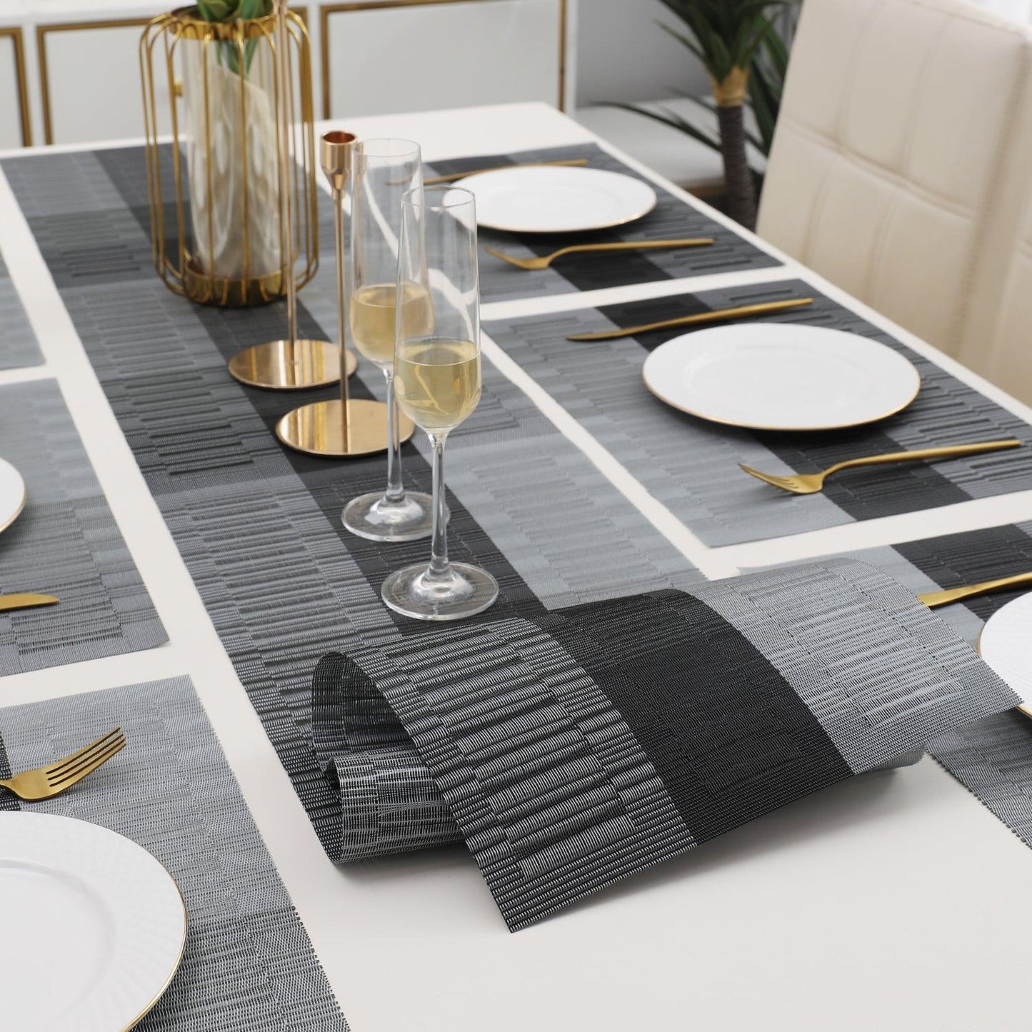 PVC Dining Table Mats, Grey - HOKIPO | Har Ghar ka Humsafar