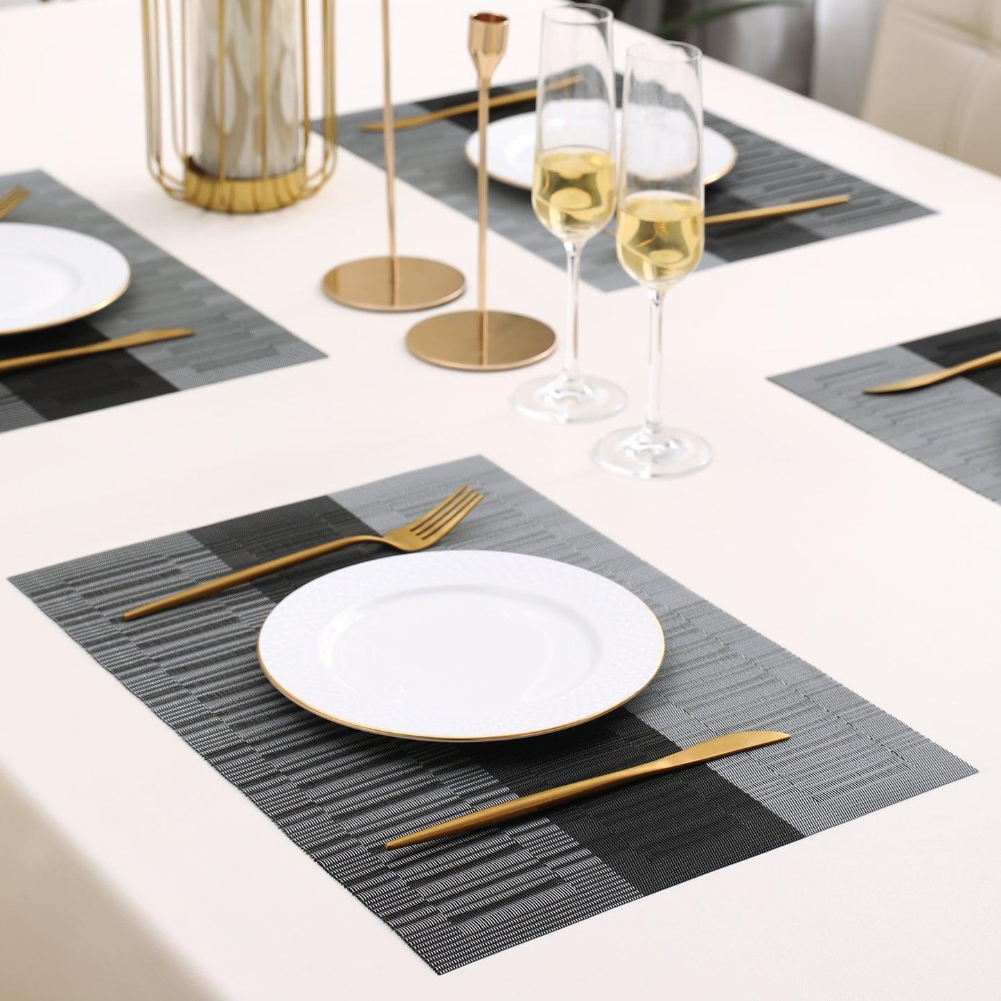 PVC Dining Table Mats, Grey - HOKIPO | Har Ghar ka Humsafar