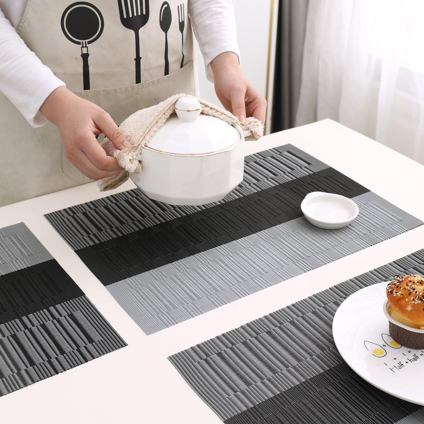 PVC Dining Table Mats, Grey - HOKIPO | Har Ghar ka Humsafar