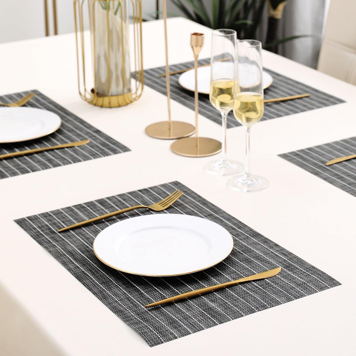 PVC Dining Table Mats, Grey - HOKIPO | Har Ghar ka Humsafar