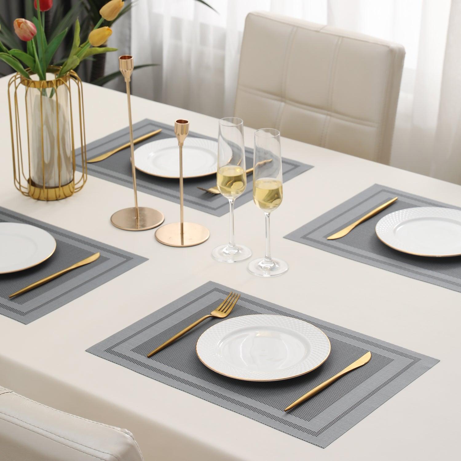 PVC Dining Table Mats, Grey - HOKIPO | Har Ghar ka Humsafar