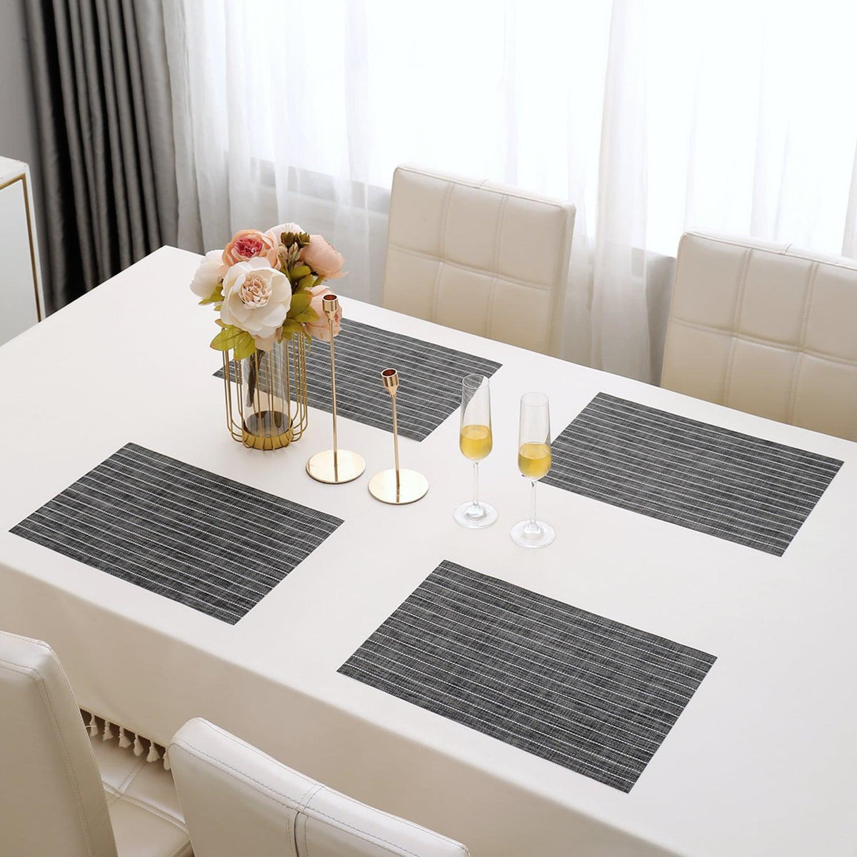 PVC Dining Table Mats, Grey - HOKIPO | Har Ghar ka Humsafar