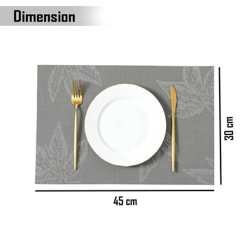 PVC Dining Table Mats, Grey Maple Leaf - HOKIPO | Har Ghar ka Humsafar