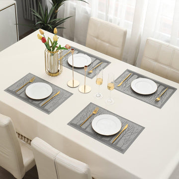 PVC Dining Table Mats, Grey Tree - HOKIPO | Har Ghar ka Humsafar