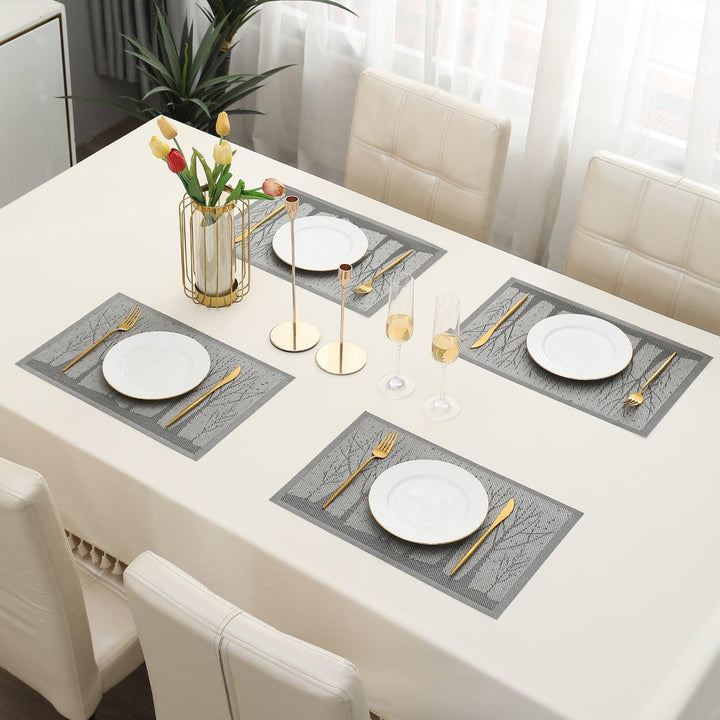 PVC Dining Table Mats, Grey Tree - HOKIPO | Har Ghar ka Humsafar