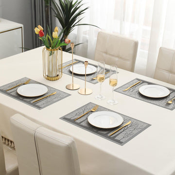 PVC Dining Table Mats, Grey Tree - HOKIPO | Har Ghar ka Humsafar