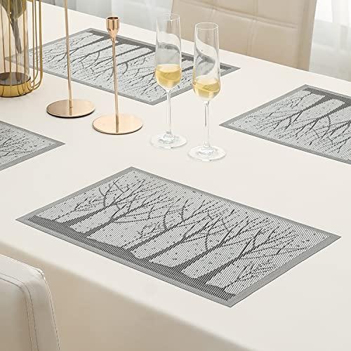 PVC Dining Table Mats, Grey Tree - HOKIPO | Har Ghar ka Humsafar