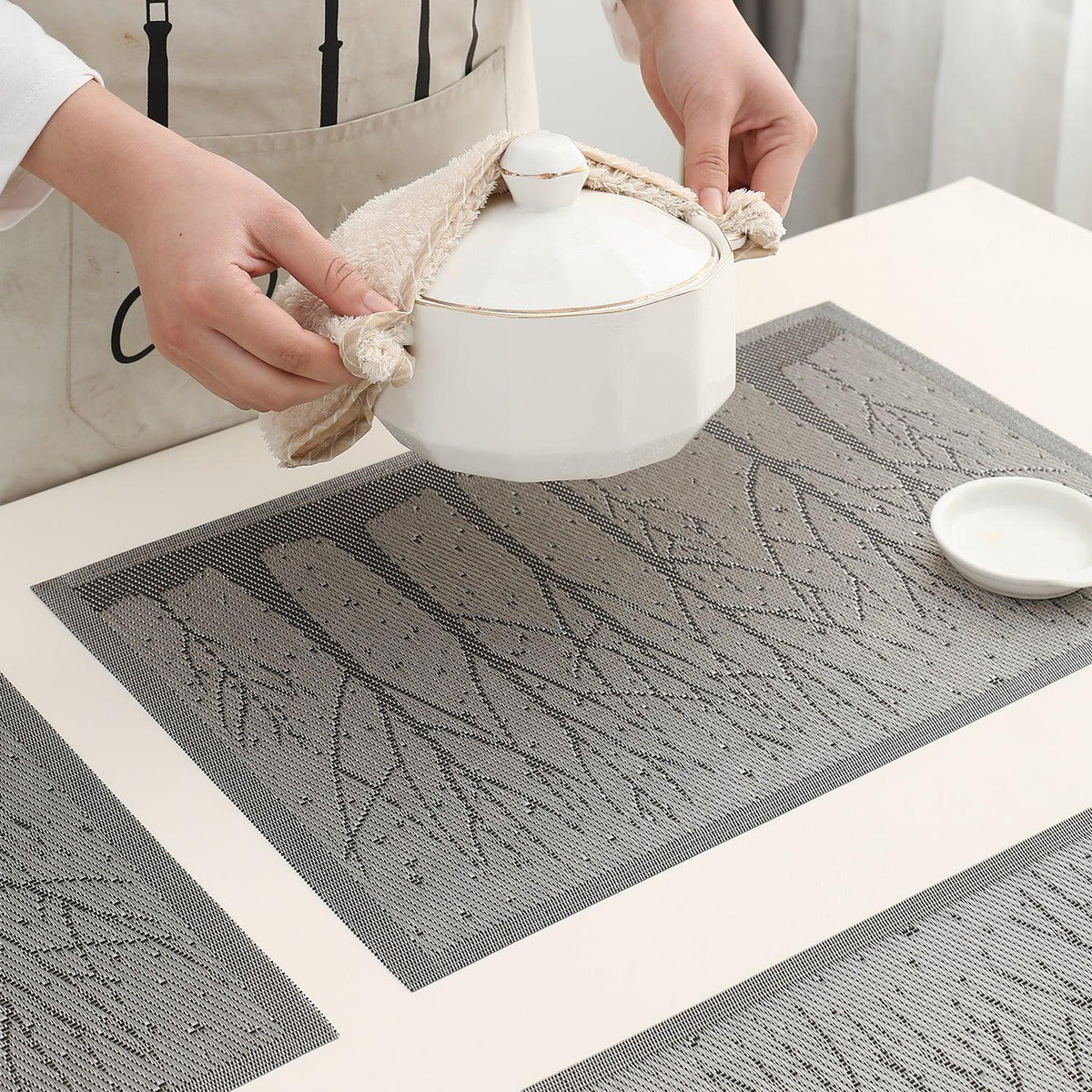 PVC Dining Table Mats, Grey Tree - HOKIPO | Har Ghar ka Humsafar