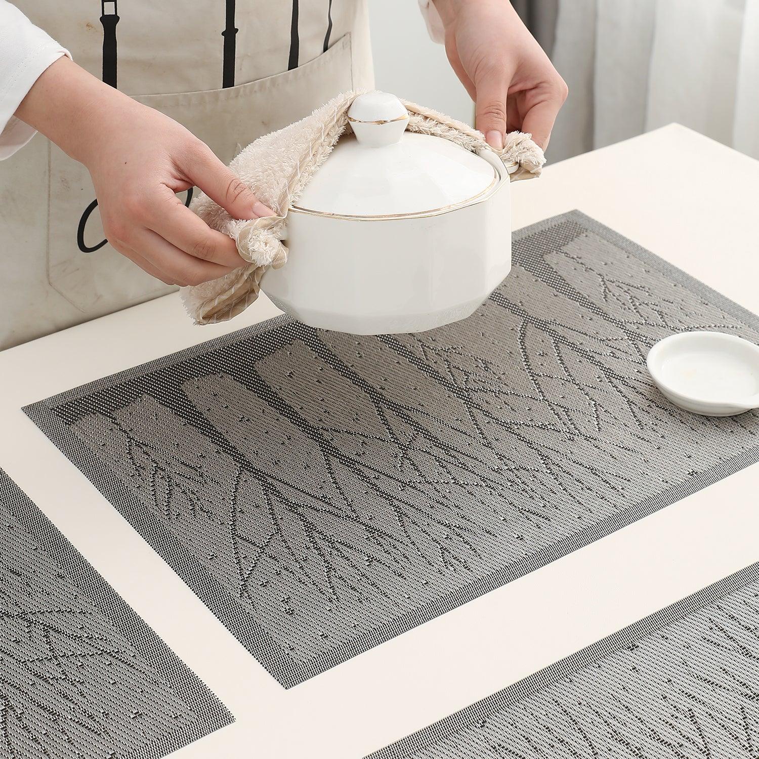 PVC Dining Table Mats, Grey Tree - HOKIPO | Har Ghar ka Humsafar