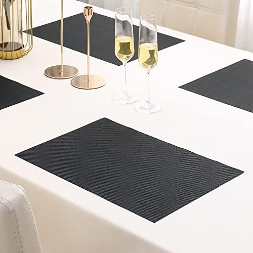 PVC Dining Table Mats, Jet Black - HOKIPO | Har Ghar ka Humsafar