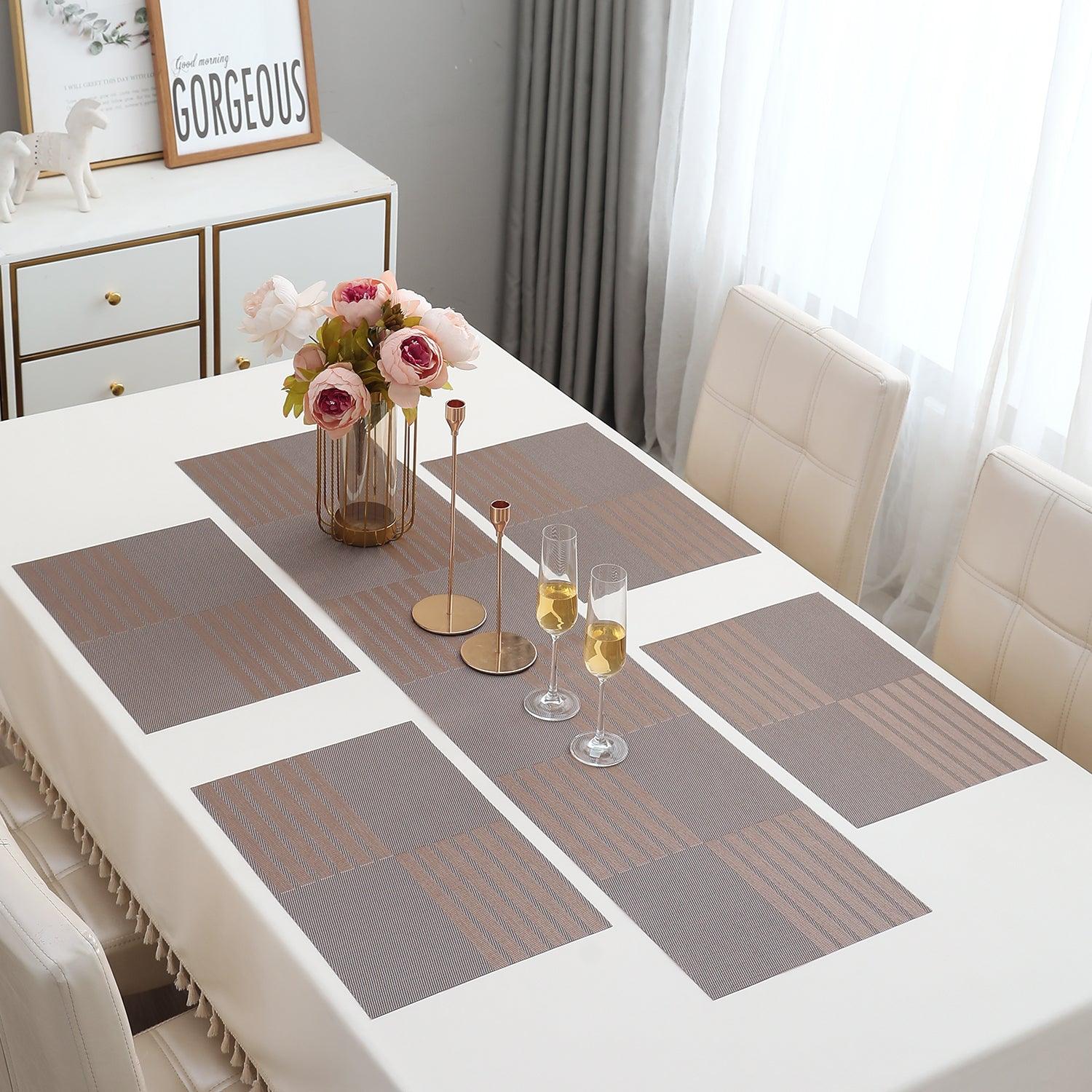 PVC Dining Table Mats, Light Brown - HOKIPO | Har Ghar ka Humsafar