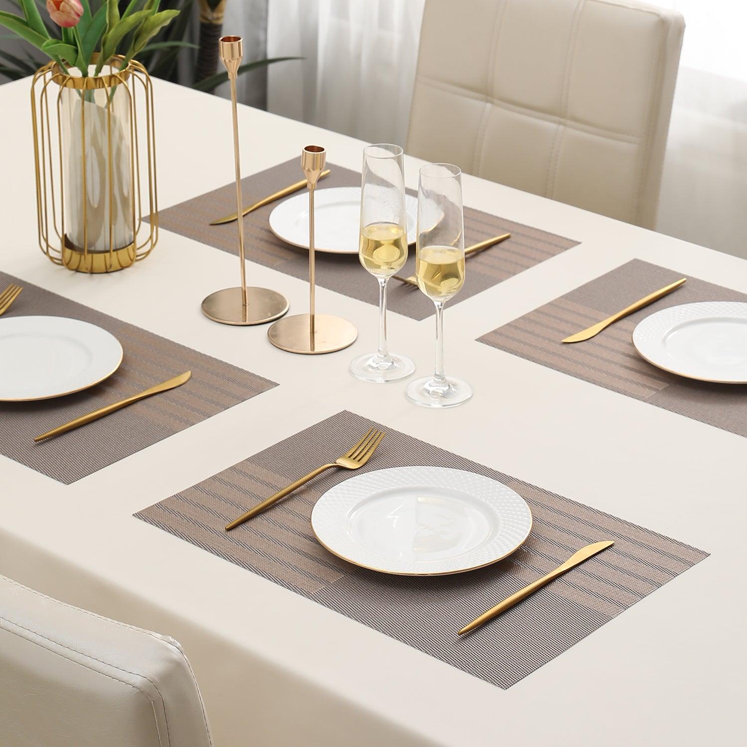 PVC Dining Table Mats, Light Brown - HOKIPO | Har Ghar ka Humsafar