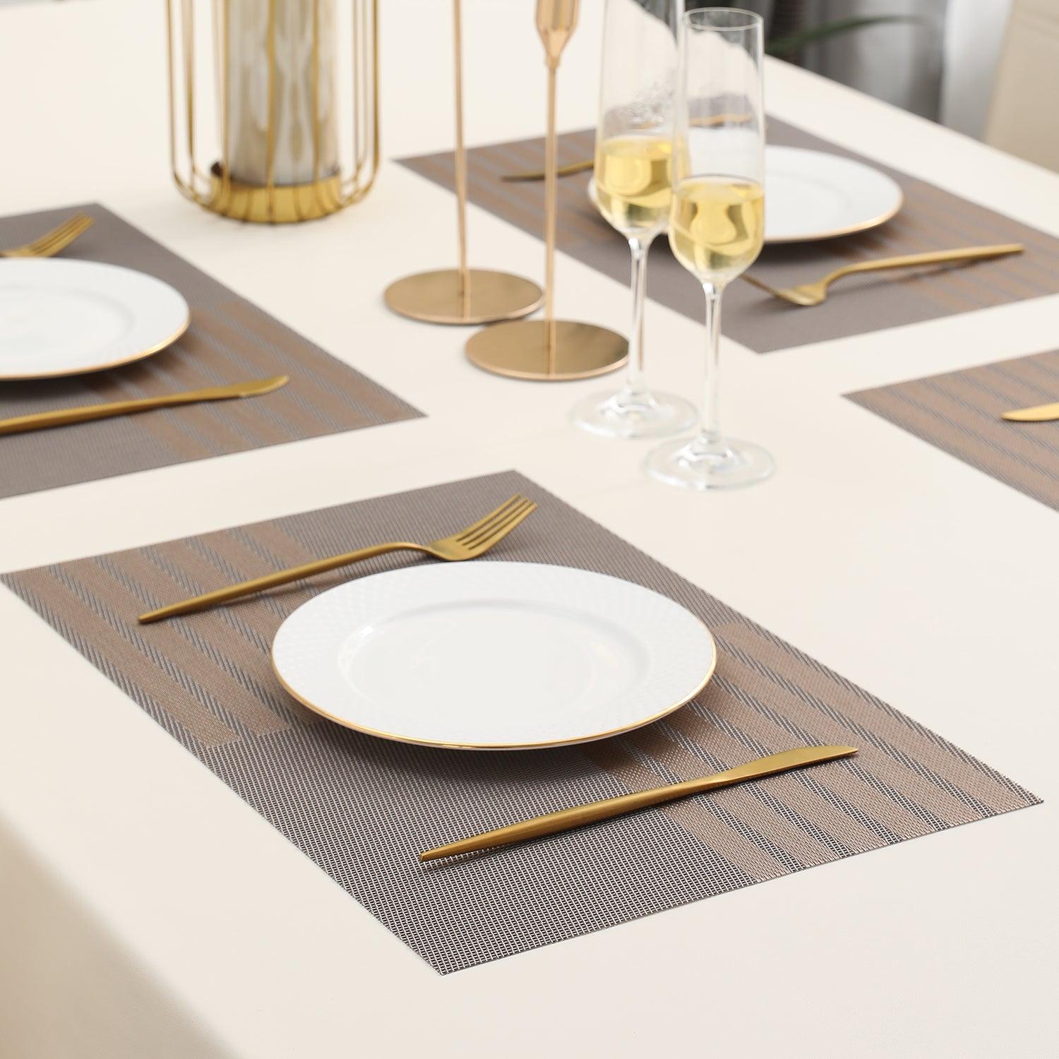 PVC Dining Table Mats, Light Brown - HOKIPO | Har Ghar ka Humsafar