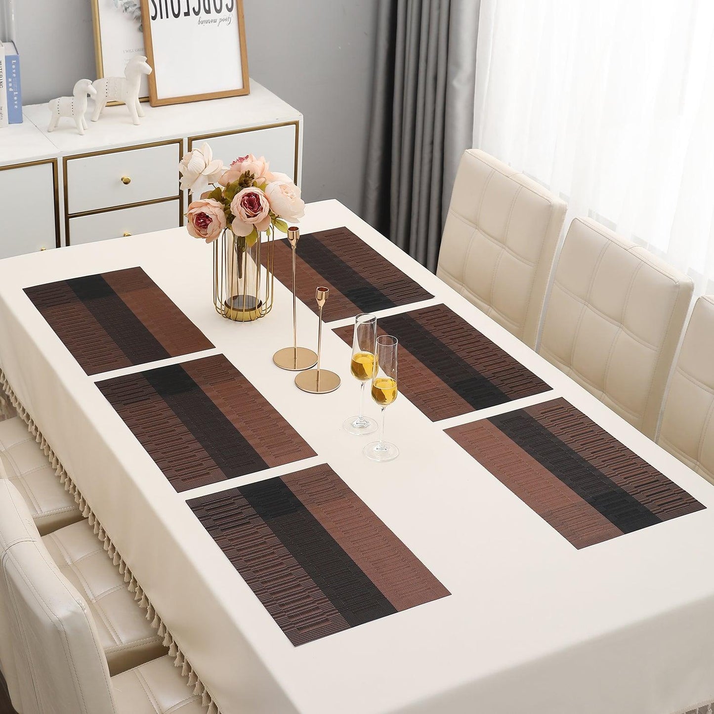 PVC Dining Table Mats, Metalic Brown - HOKIPO | Har Ghar ka Humsafar